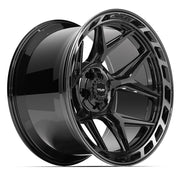 22x12 4P55 Gloss Black Brushed with Tinted Clear - 5x127 + 5x139.7 -44ET