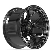 Set(4) 22x12 4P55 Gloss Black Brushed with Tinted Clear - 5x127 &amp; 5x139.7 -44ET