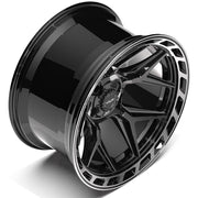 Set(4) 22x12 4P55 Gloss Black Brushed with Tinted Clear - 5x127 &amp; 5x139.7 -44ET