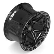 Set(4) 22x12 4P55 Gloss Black Brushed with Tinted Clear - 5x127 &amp; 5x139.7 -44ET