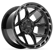 Set(4) 22x12 4P55 Gloss Black Brushed with Tinted Clear - 6x135 &amp; 6x139.7 -44ET