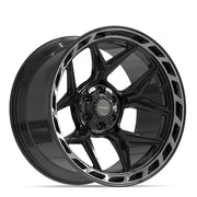 Set(4) 22x12 4P55 Gloss Black Brushed with Tinted Clear - 6x135 &amp; 6x139.7 -44ET