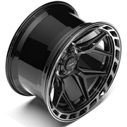 Set(4) 22x12 4P55 Gloss Black Brushed with Tinted Clear - 6x135 &amp; 6x139.7 -44ET