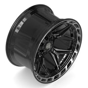 Set(4) 22x12 4P55 Gloss Black Brushed with Tinted Clear - 6x135 &amp; 6x139.7 -44ET