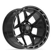 Set(4) 24x12 4P55 Gloss Black Brushed with Tinted Clear - 6x135 &amp; 6x139.7 -44ET