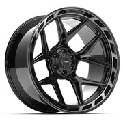 24x12 4P55 Gloss Black Brushed with Tinted Clear - 6x135 + 6x139.7 -44ET