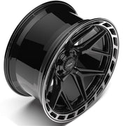 Set(4) 24x12 4P55 Gloss Black Brushed with Tinted Clear - 6x135 &amp; 6x139.7 -44ET