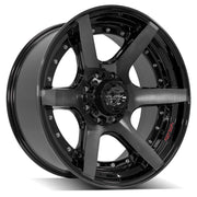 22x10 4P60 Gloss Black Brushed with Tinted Clear - 8x165.1 -24ET