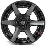 Set(4) 22x12 4P60 Gloss Black Brushed with Tinted Clear - 6x135 &amp; 6x139.7 -44ET