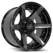 Set(4) 22x12 4P60 Gloss Black Brushed with Tinted Clear - 6x135 &amp; 6x139.7 -44ET