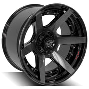 Set(4) 22x12 4P60 Gloss Black Brushed with Tinted Clear - 6x135 &amp; 6x139.7 -44ET