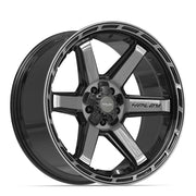Set(4) 22x10 4P63 Gloss Black Brushed with Tinted Clear - 5x127 &amp; 5x139.7 -18ET with 285/45r22 Bridgestone Dueler Alenza HL Tires