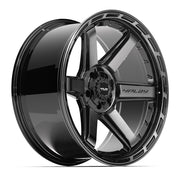Set(4) 22x10 4P63 Gloss Black Brushed with Tinted Clear - 5x127 &amp; 5x139.7 -18ET with 33x12.50r22 Sailun TerraMax RT Tires