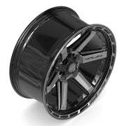 Set(4) 22x10 4P63 Gloss Black Brushed with Tinted Clear - 5x127 &amp; 5x139.7 -18ET