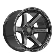 Set(4) 22x12 4P63 Gloss Black Brushed with Tinted Clear - 5x127 &amp; 5x139.7 -44ET