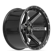 Set(4) 22x12 4P63 Gloss Black Brushed with Tinted Clear - 5x127 &amp; 5x139.7 -44ET