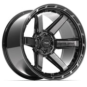 Set(4) 22x12 4P63 Gloss Black Brushed with Tinted Clear - 6x135 &amp; 6x139.7 -44ET