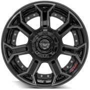 4P70 4PLAY Wheel RAM-Dodge-Jeep-GM-Ford 20x10 Black Off-Road Rim -24 ET w/Ironman Tires and TPMS