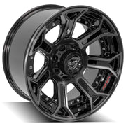 Set(4) 20x10 4P70 Gloss Black Brushed with Tinted Clear - 5x127 &amp; 5x139.7 -24ET