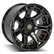 Set(5) 22x10 4P70 Gloss Black Brushed with Tinted Clear - 5x127 &amp; 5x139.7 -24ET with 285/45r22 Goodyear Eagle Sport Tires