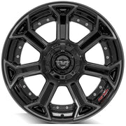 Set(4) 22x10 4P70 Gloss Black Brushed with Tinted Clear - 5x127 &amp; 5x139.7 -24ET with 285/45r22 Sailun TerraMax RT Tires &amp; TPMS