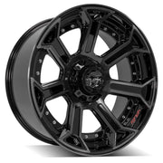 Set(5) 22x10 4P70 Gloss Black Brushed with Tinted Clear - 5x127 &amp; 5x139.7 -24ET with 33x12.50r22 Sailun TerraMax RT Tires