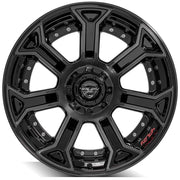 22x12 4P70 Gloss Black Brushed with Tinted Clear - 5x127 + 5x139.7 -44ET
