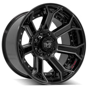 Set(4) 22x12 4P70 Gloss Black Brushed with Tinted Clear - 8x180 -44ET