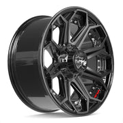 Set(4) 20x9 4P80R Gloss Black Brushed with Tinted Clear - 5x127 &amp; 5x139.7 +0ET with 275/55r20 Bridgestone Dueler Alenza HL Plus Tires