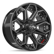 Set(4) 20x9 4P80R Gloss Black Brushed with Tinted Clear - 6x135 &amp; 6x139.7 +0ET with 275/55r20 Goodyear Eagle LS2 Tires