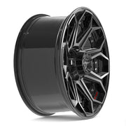 Set(4) 20x9 4P80R Gloss Black Brushed with Tinted Clear - 6x135 &amp; 6x139.7 +0ET