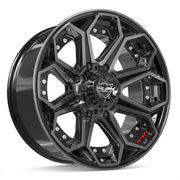 Set(4) 20x9 4P80R Gloss Black Brushed with Tinted Clear - 8x165.1 +0ET