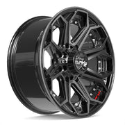 Set(4) 20x9 4P80R Gloss Black Brushed with Tinted Clear - 8x165.1 +0ET