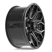 Set(4) 20x9 4P80R Gloss Black Brushed with Tinted Clear - 8x165.1 +0ET