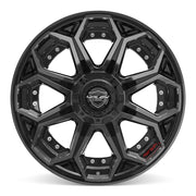 20x10 4P80R Gloss Black Brushed with Tinted Clear - 5x127 + 5x139.7 -24ET