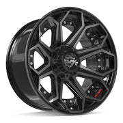 Set(5) 20x10 4P80R Gloss Black Brushed with Tinted Clear - 5x127 &amp; 5x139.7 -24ET