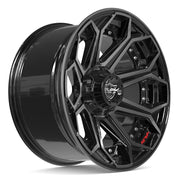20x10 4P80R Gloss Black Brushed with Tinted Clear - 5x127 + 5x139.7 -24ET