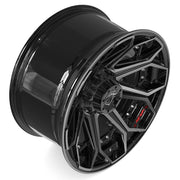 20x10 4P80R Gloss Black Brushed with Tinted Clear - 5x127 + 5x139.7 -24ET