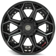 22x10 4P80R Gloss Black Brushed with Tinted Clear - 5x127 + 5x139.7 -24ET