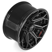 Set(4) 20x10 4P80R Gloss Black Brushed with Tinted Clear - 8x180 -24ET