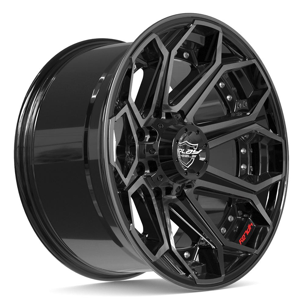 4PLAY 4P80R 20x10 8x165.1 -24et Gloss Black Brushed with Tinted
