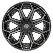22x10 4P80R Gloss Black Brushed - 5x127 + 5x139.7 -24ET
