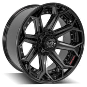 Set(4) 22x10 4P80R Gloss Black Brushed with Tinted Clear - 5x127 &amp; 5x139.7 -24ET with 285/45r22 Sailun TerraMax RT Tires