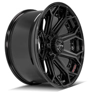 Set(4) 22x10 4P80R Gloss Black Brushed with Tinted Clear - 5x127 &amp; 5x139.7 -24ET