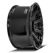 Set(4) 22x10 4P80R Gloss Black Brushed with Tinted Clear - 5x127 &amp; 5x139.7 -24ET