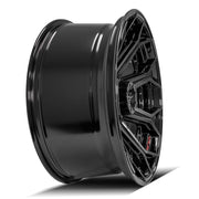 22x10 4P80R Gloss Black Brushed with Tinted Clear - 5x127 + 5x139.7 -24ET
