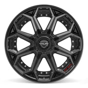 Set(4) 22x10 4P80R Gloss Black Brushed with Tinted Clear - 6x135 &amp; 6x139.7 -18ET with 285/45r22 Sailun TerraMax RT Tires