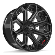 Set(4) 22x10 4P80R Gloss Black Brushed with Tinted Clear - 6x135 &amp; 6x139.7 -18ET