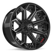 Set(4) 22x10 4P80R Gloss Black Brushed with Tinted Clear - 8x165.1 -24ET