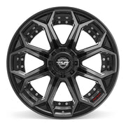 Set(4) 22x12 4P80R Gloss Black Brushed with Tinted Clear - 6x135 &amp; 6x139.7 -44ET